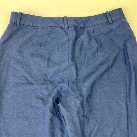 Ralph Lauren Navy Blue 100% Wool Wide Leg Pants Size 14 Trousers Lined - Picture 9 of 11